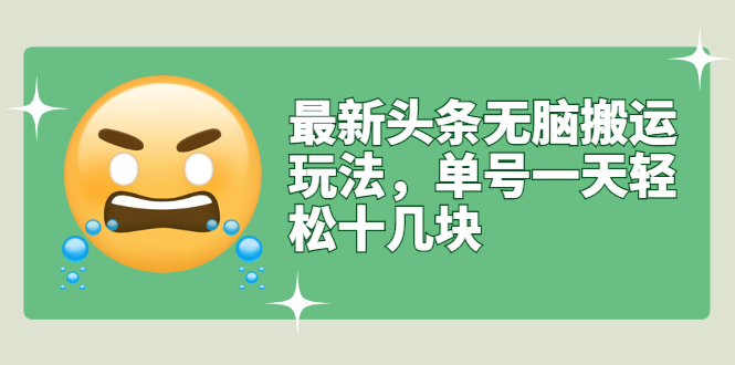【副业项目3134期】最新头条无脑搬运教程，多号操作日赚几百块【实操课程+搬运软件】-网赚资源网