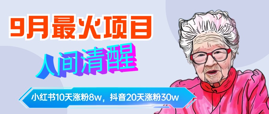 9月最火项目，人间清醒柒奶奶，10天小红薯涨粉8w+，单篇笔记报价1400.-网赚资源网