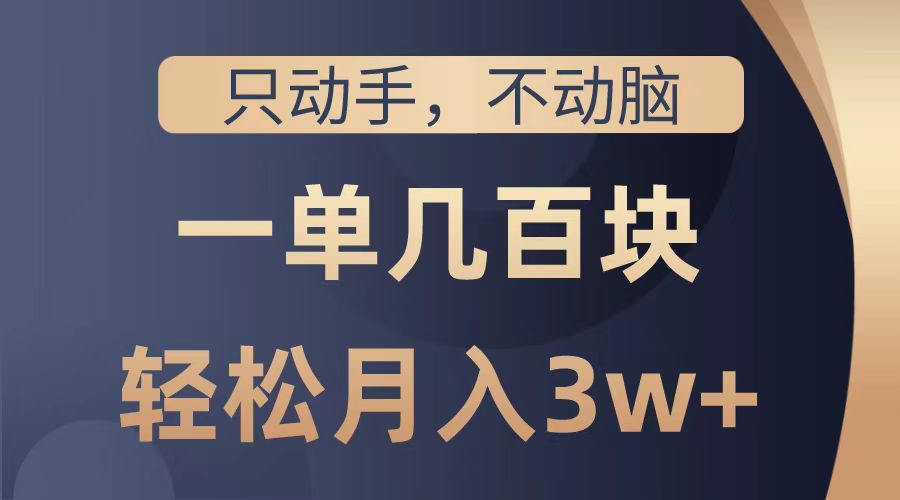 只动手不动脑，一单几百块，轻松月入2w+，看完就能直接操作，详细教程-网赚资源网