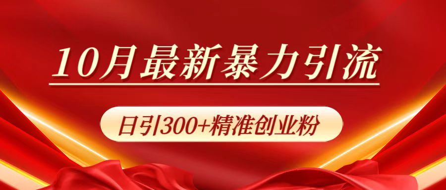 10月最新暴力引流，日引300+精准创业粉-网赚资源网