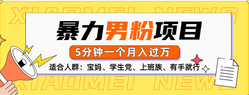 男粉项目，5分钟一个，无脑月入五位数-网赚资源网
