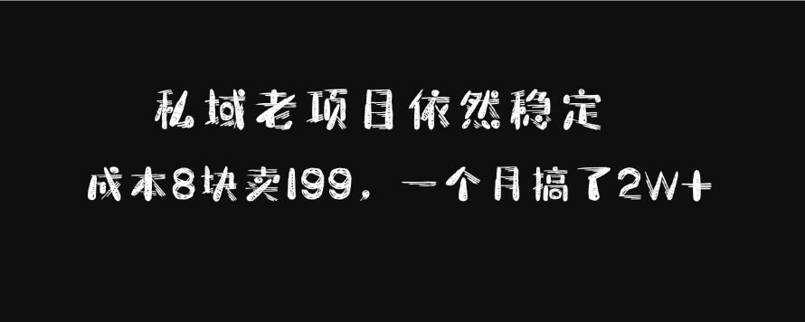 私域老项目依然稳定，成本8块卖199，一个月搞了2W+-网赚资源网