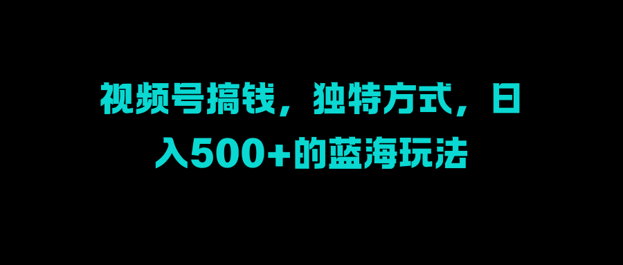 视频号搞钱，独特方式，日入500+的蓝海玩法-网赚资源网
