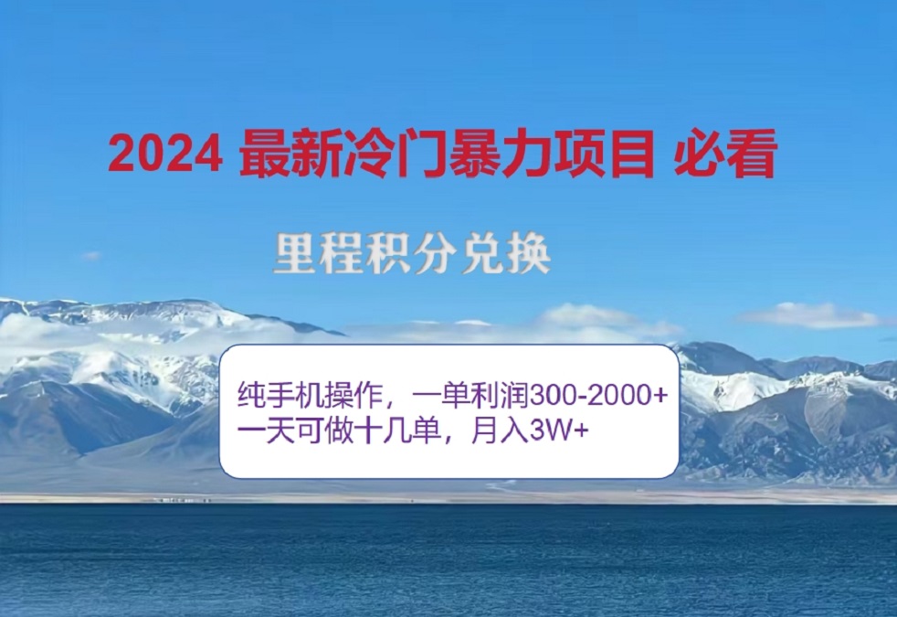 2024惊爆冷门暴利！出行高峰来袭，里程积分，高爆发期，一单300+—2000+，月入过万不是梦！-网赚资源网