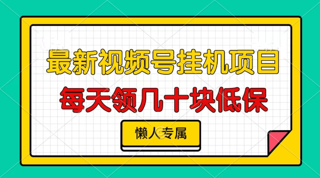 视频号挂机项目，每天几十块低保，懒人专属！-网赚资源网