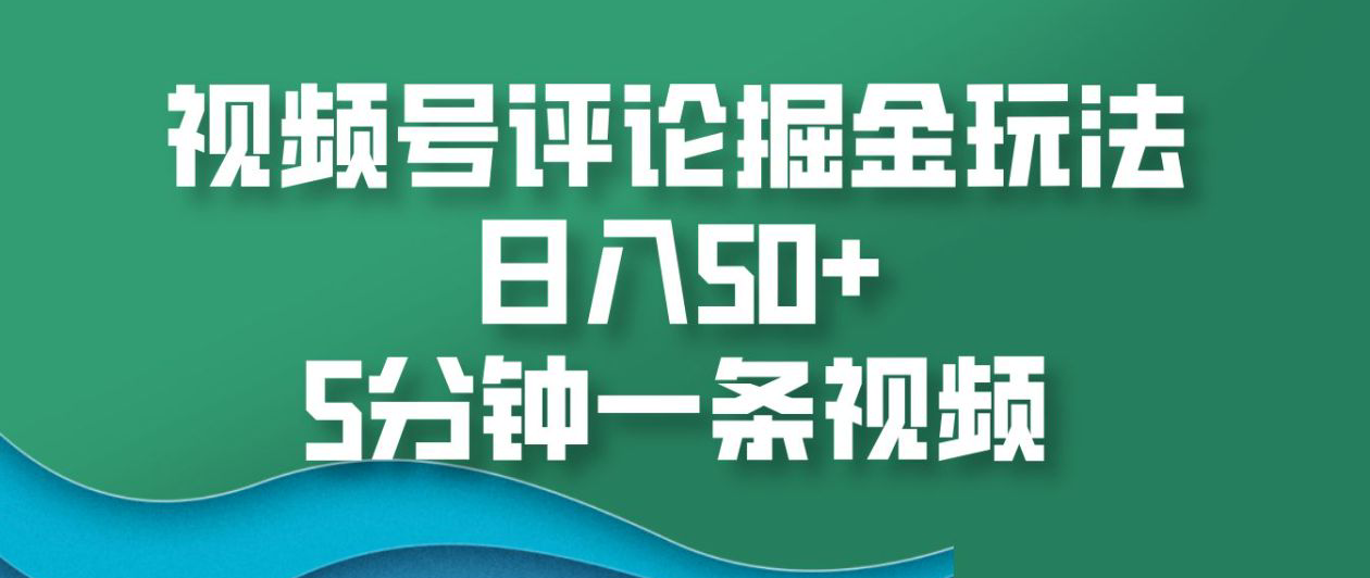 视频号评论掘金玩法，日入50+，5分钟一条视频！-网赚资源网