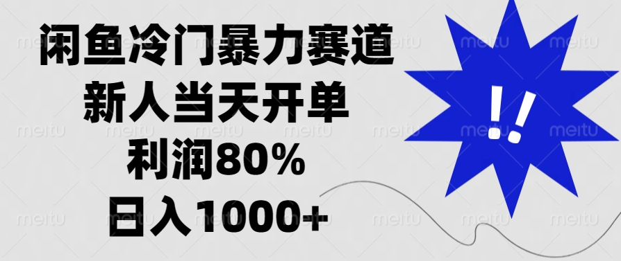 闲鱼冷门暴力赛道，利润80%，日入1000+新人当天开单，-网赚资源网