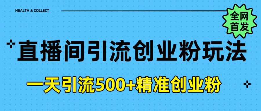 直播间引流创业粉玩法，一天轻松引流500+精准创业粉-网赚资源网