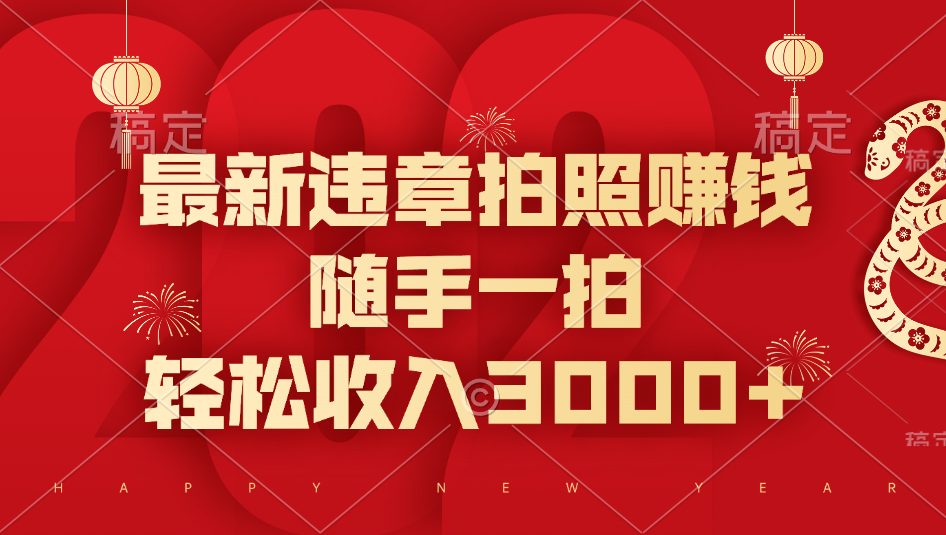 最新违章拍照赚钱，随手一拍，轻松收入3000+-网赚资源网