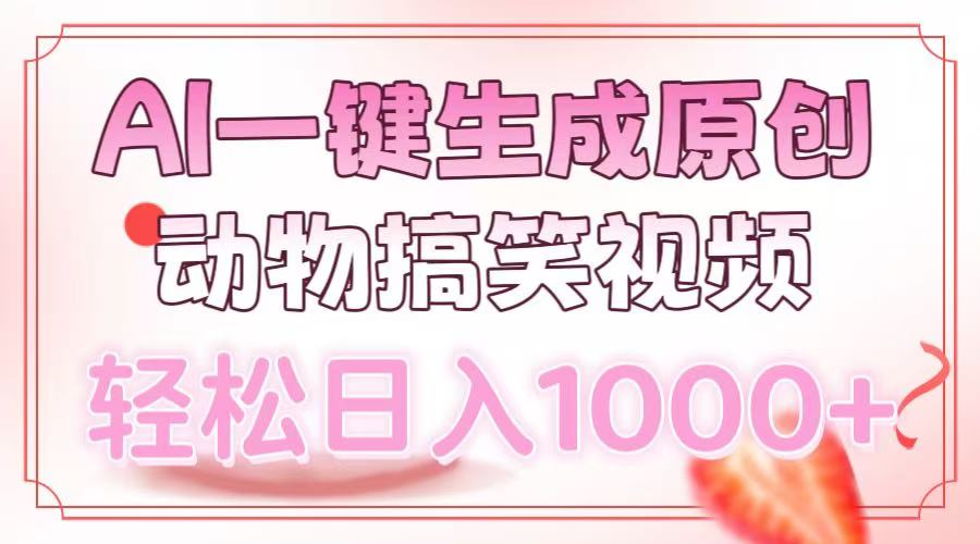 AI一键生成原创动物搞笑视频，轻松日入1000+-网赚资源网
