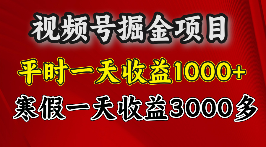视频号掘金项目，寒假一天收益3000多-网赚资源网
