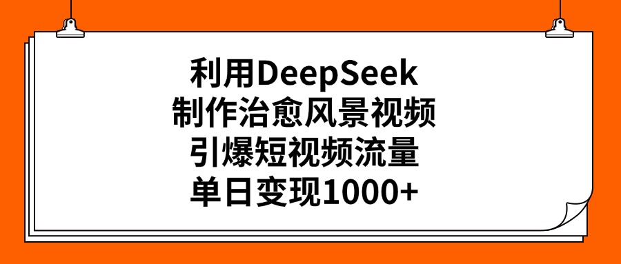 利用DeepSeek制作治愈风景视频，引爆短视频流量，单日变现1000+-网赚资源网
