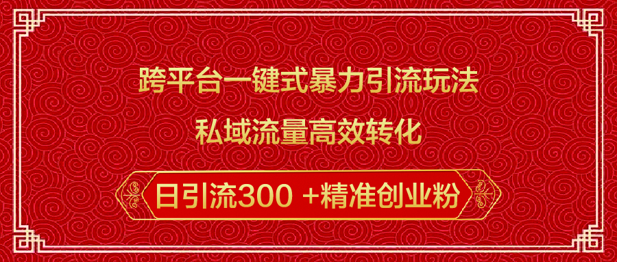 跨平台一键式暴力引流玩法，私域流量高效转化日引流300 +精准创业粉-网赚资源网
