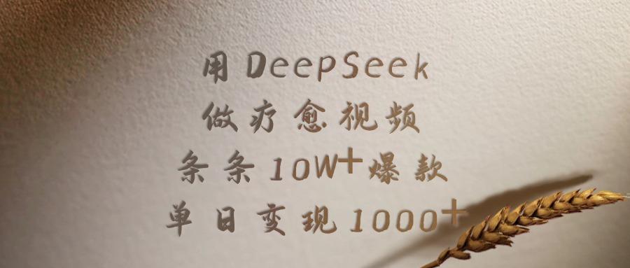 用DeepSeek做疗愈视频，条条10W+爆款，单日变现1000+-网赚资源网