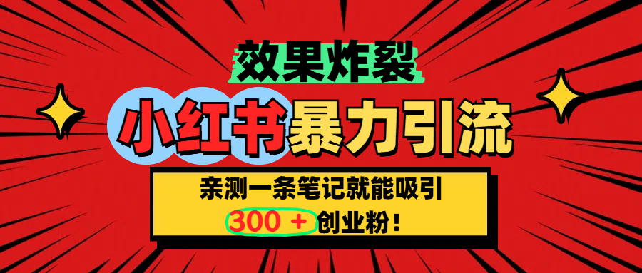 小红书炸裂玩法，亲测一条笔记就能吸引300+精准创业粉！-网赚资源网