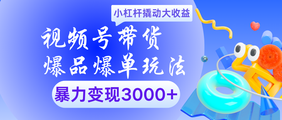 视频号带货爆品爆单玩法小杠杆撬动大收益暴力变现3000+-网赚资源网