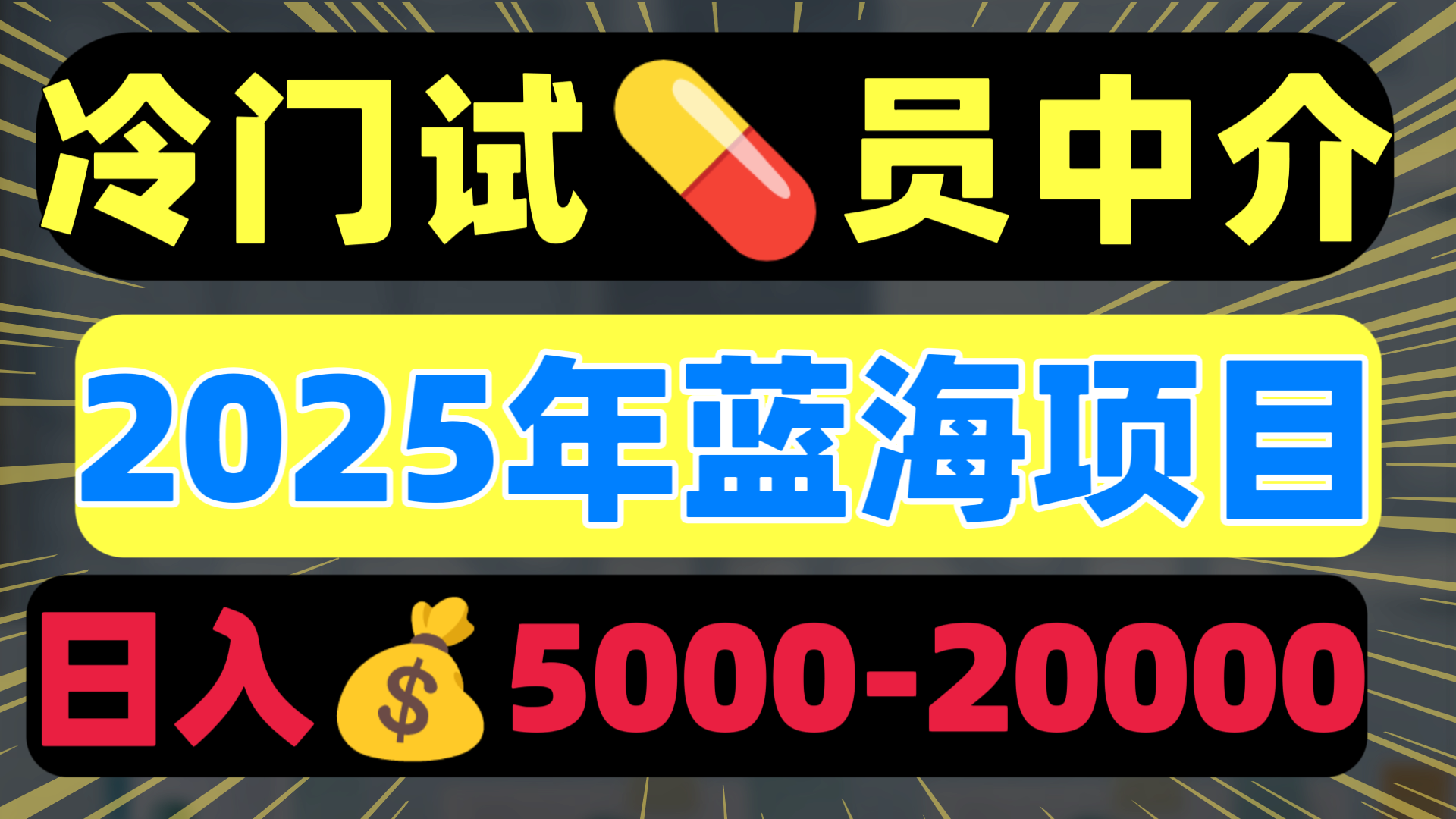 冷门暴力试药员中介日入5000+-网赚资源网