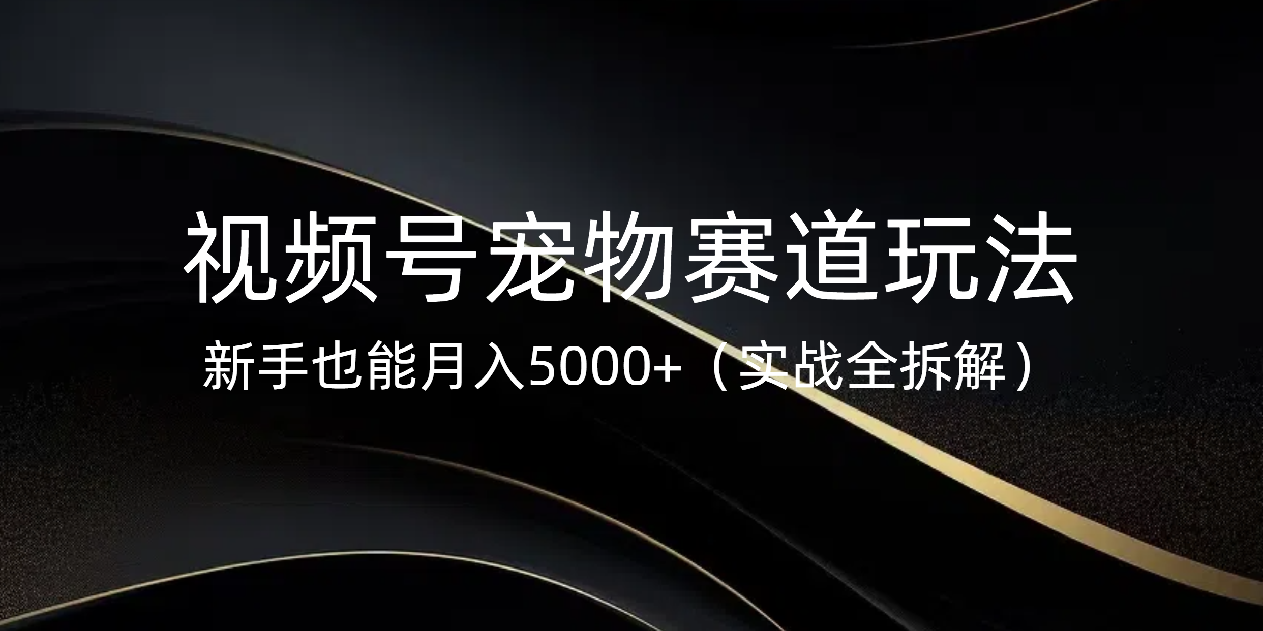视频号宠物赛道玩法，新手也能月入5000+（实战全拆解）-网赚资源网
