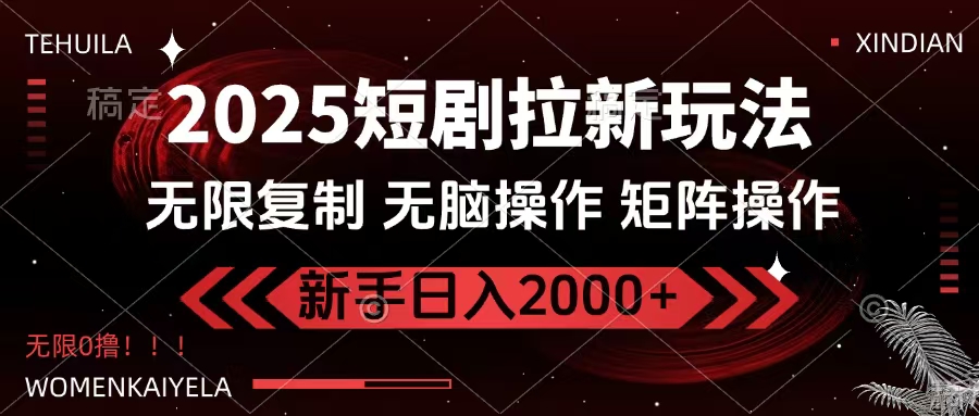 2025短剧拉新玩法，无需注册登录，无限0撸，无脑批量操作日入2000+-网赚资源网