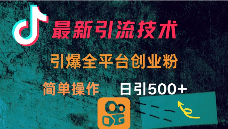最新引流方法，引爆全平台创业粉操作简单，日引300＋-网赚资源网