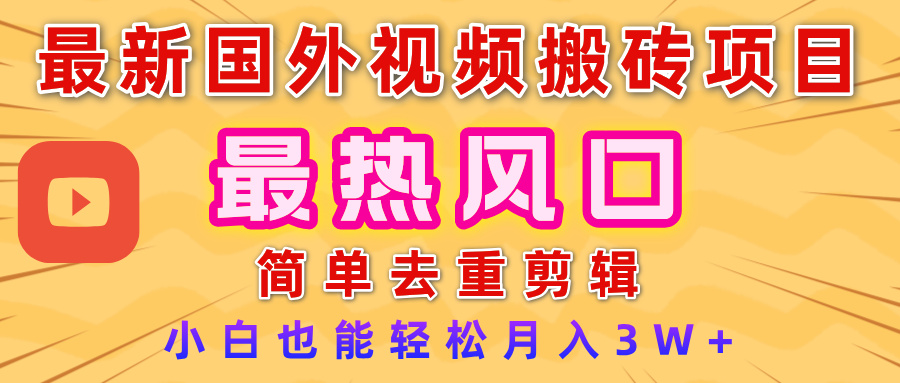 2025最新热门风口,国外视频搬砖项目,简单去重剪辑,小白也能轻松月入3W+-网赚副业网