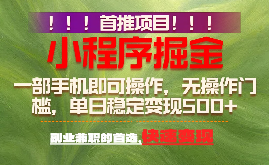 26年最新小程序项目,简单易上手,长期可做-网赚副业网