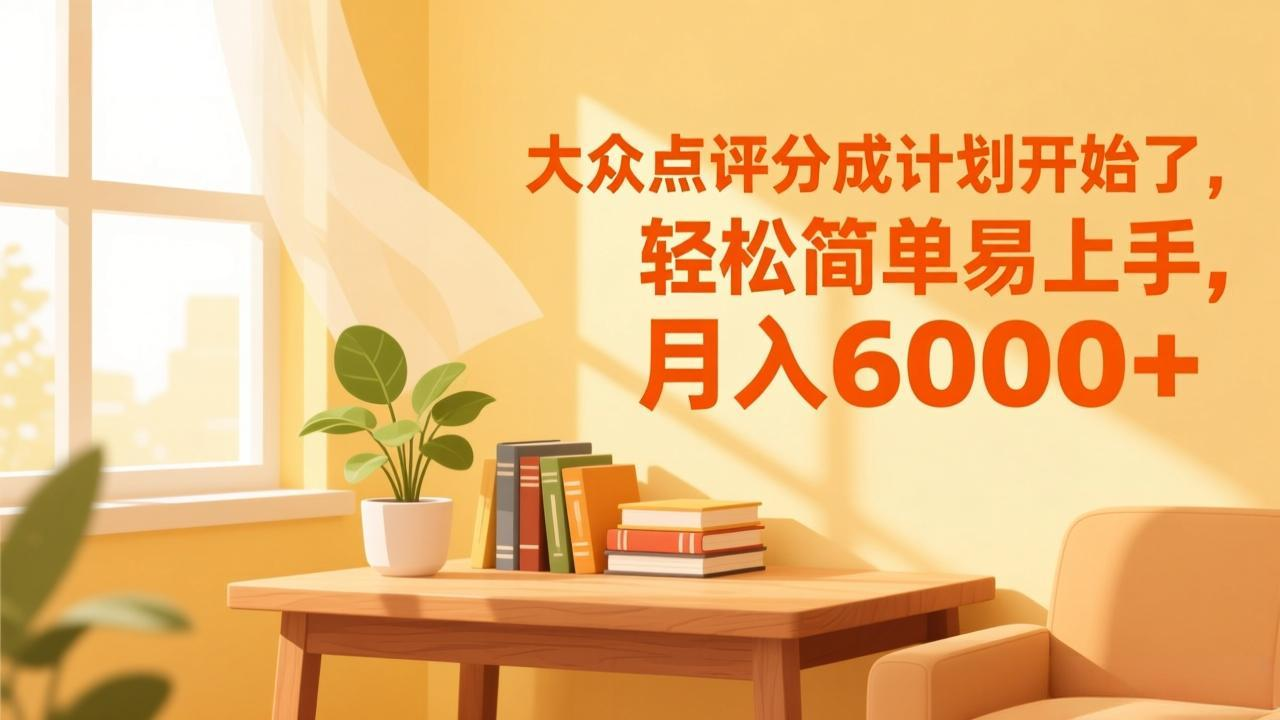 大众点评分成计划开始了,轻松简单易上手,月入6000+-网赚副业网