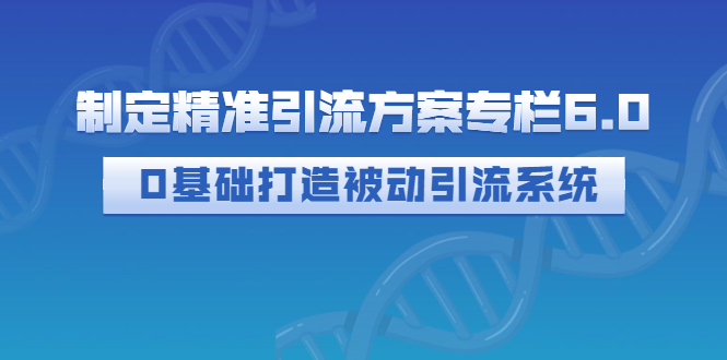 【副业项目3283期】制定精准引流方案专栏6.0：（如何0基础打造被动引流系统，价值1380元）-网赚资源网