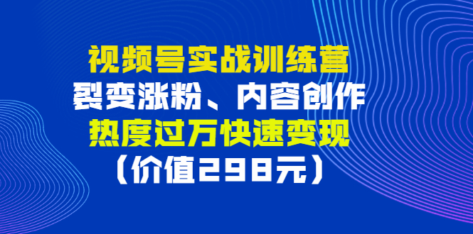 【副业项目3353期】视频号实战合集（视频号怎么创作推广涨粉）-网赚资源网