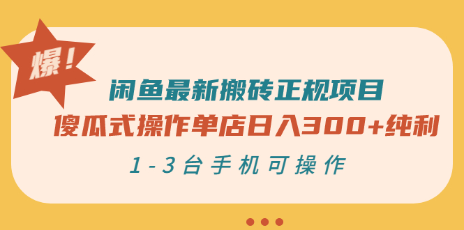 【副业项目3413期】闲鱼最新搬砖正规赚钱项目（手机上赚钱的副业）-网赚资源网
