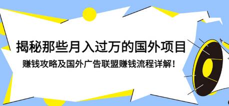 【副业项目3441期】揭秘那些月入过万的国外项目，赚钱攻略及国外广告联盟赚钱流程详解-网赚资源网