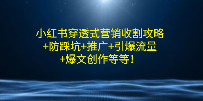 【副业项目3458期】小红书穿透式营销收割攻略+防踩坑+推广+引爆流量+爆文创作（小红书的营销方法策略）-网赚资源网