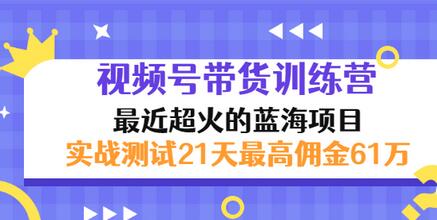 【副业项目3489期】视频号带货训练营，实战测试21天最高佣金61W（视频号带货怎么做）-网赚资源网