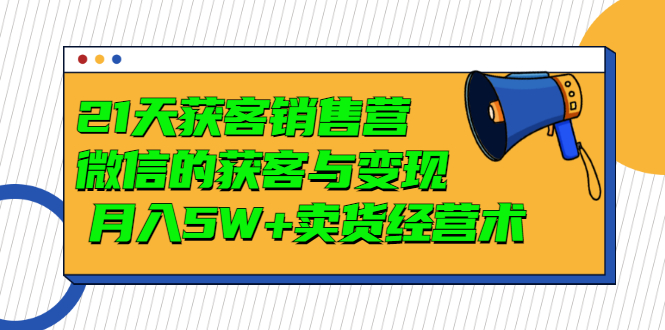 【副业项目3530期】微信营销的方法和技巧：21天获客销售营，带你破解微信的获客与变现-网赚资源网