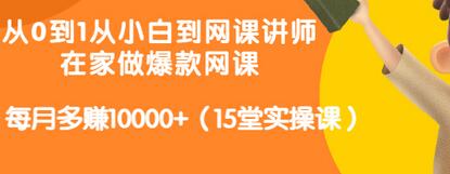 【副业项目3546期】从小白到网课讲师实战课：如何开个人网课赚钱，每月多赚10000+（15堂实操课）-网赚资源网