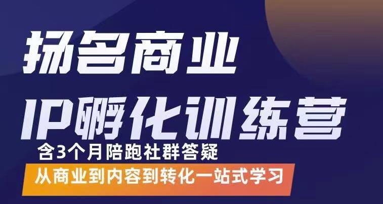【副业项目3580期】商业IP孵化训练营：从商业到内容到转化一站式学 ，教你怎样打造商业ip-网赚资源网
