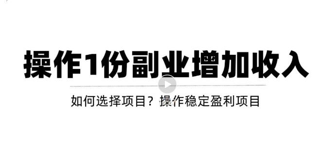 【副业项目3695期】新手如何通过操作副业增加收入，从项目选择到玩法分享！【视频教程】-网赚资源网