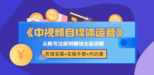 【副业项目3715期】中视频自媒体运营实操+实操手册+内训课，从账号注册到赚钱全面讲解-网赚资源网