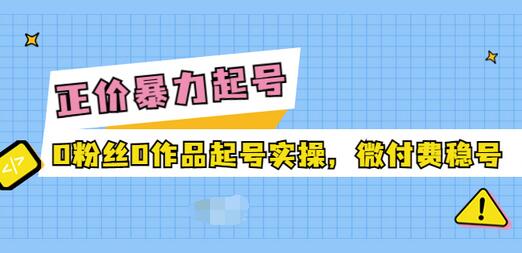 【副业项目3828期】抖音暴力起号实操课：抖音0粉丝0作品起号实操，0粉丝0作品直播-网赚资源网