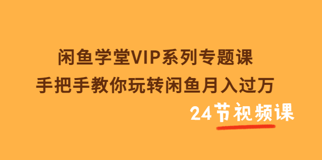 【副业项目3856期】闲鱼学堂VIP系列专题课：手把手教你做闲鱼赚钱，闲鱼避免违规技巧-网赚资源网