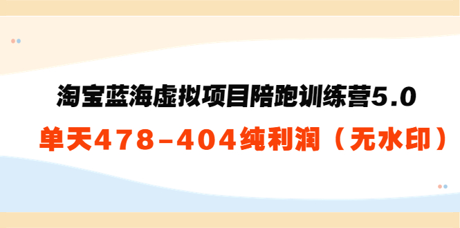 【副业项目3958期】黄岛主：淘宝蓝海虚拟项目陪跑训练营5.0：单天478纯利润（无水印）-网赚资源网