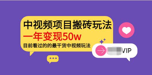 【副业项目3965期】《老吴·中视频项目搬砖玩法，一年变现50w》目前看过的的最干货中视频玩法-网赚资源网