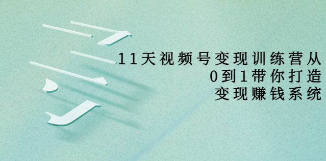 【副业项目4003期】11天视频号变现训练营，从0到1打造变现赚钱系统-网赚资源网