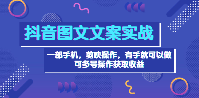 【副业项目4010期】抖音图文毒文案实战：一部手机 剪映操作 有手就能做，单号日入几十 可多号-网赚资源网