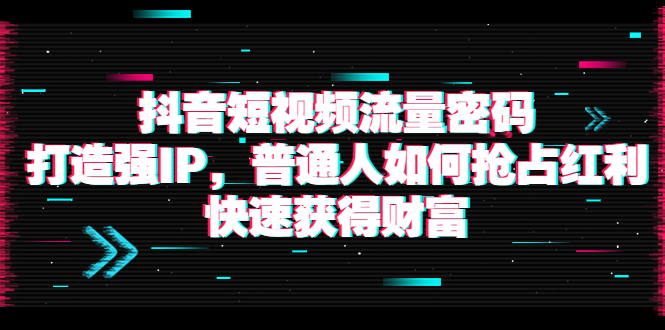 【副业项目4021期】抖音短视频流量密码：打造强IP，普通人如何抢占红利，快速获得财富-网赚资源网