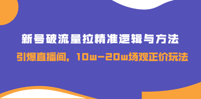 【副业项目4076期】新号破流量拉精准逻辑与方法，怎样引爆直播间，10w-20w场观正价玩法-网赚资源网