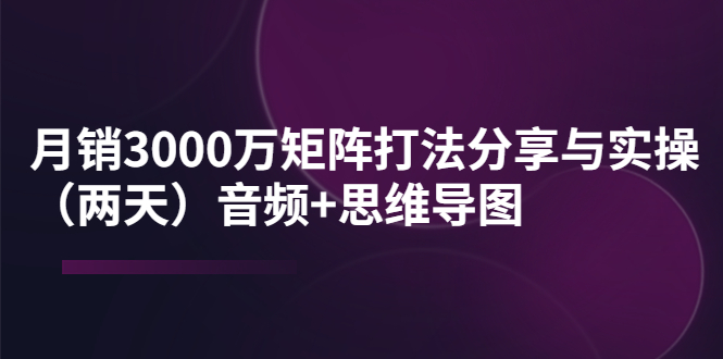 【副业项目4119期】某线下培训：月销3000万矩阵打法分享与实操（两天）音频+思维导图-网赚资源网