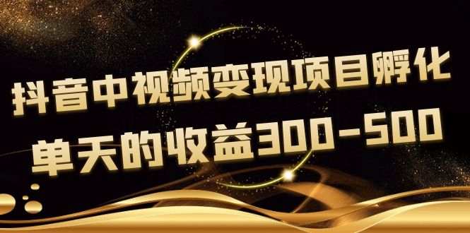 【副业项目4157期】黄岛主《抖音中视频变现项目孵化》单天的收益300-500 操作简单粗暴-网赚资源网