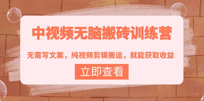 【副业项目4219期】中视频无脑搬砖项目：无需写文案，纯视频剪辑搬运，就能获取收益！-网赚资源网