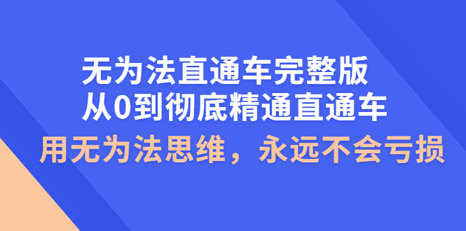 【副业项目4253期】无为法直通车完整版：从0到彻底精通直通车，用无为法思维，永远不会亏损-网赚资源网